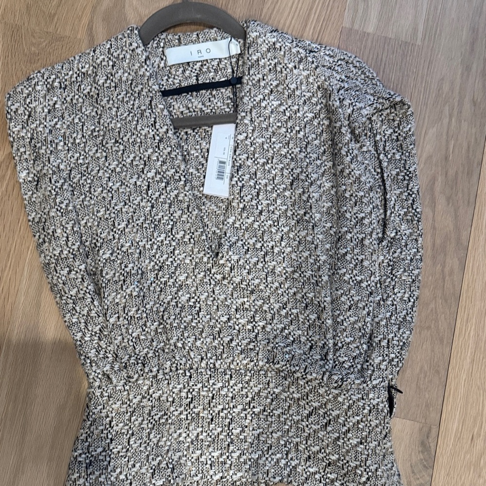 IRO Women's Black and Cream Knit Blouse